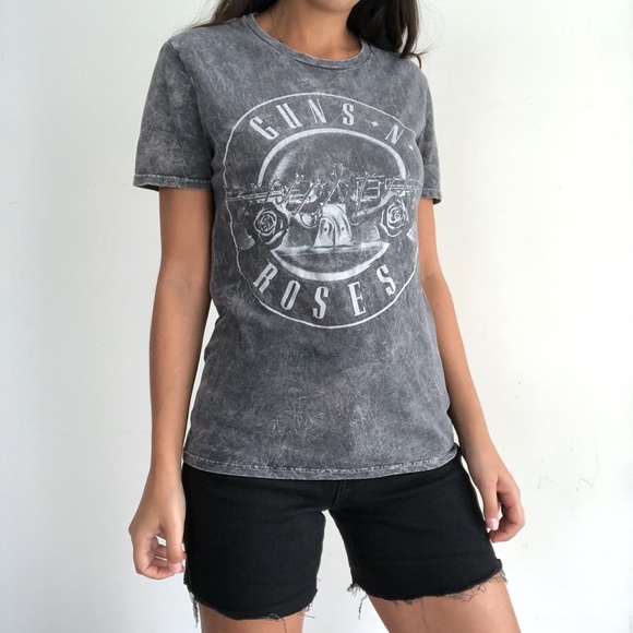 Bravado Tops - Guns N roses gray acid wash band t shirt